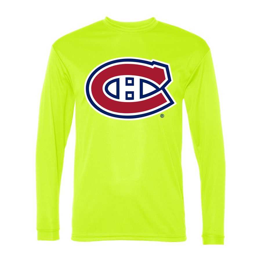 Men's Montreal Canadiens Polyester Long Sleeve T-Shirt - Safety Yellow