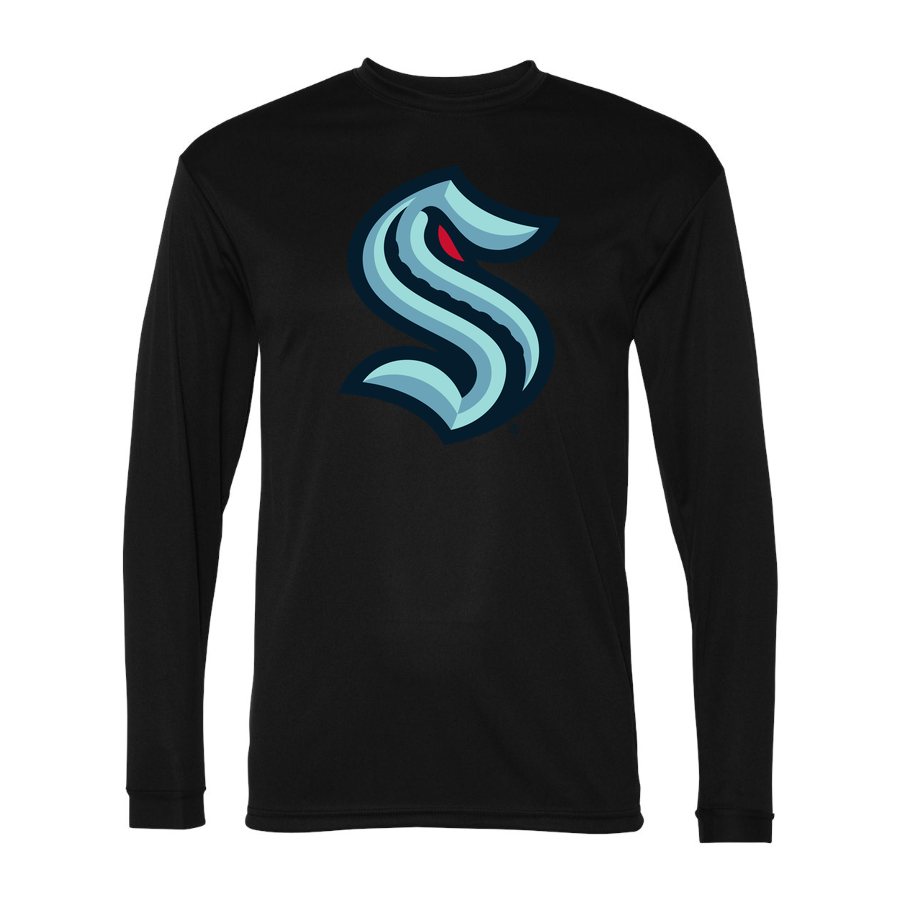 Men's Seattle Kraken Polyester Long Sleeve T-Shirt - Black