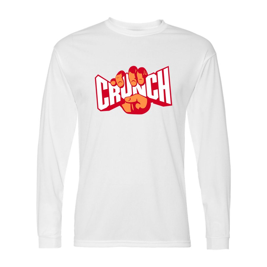Men's Crunch Fitness Polyester Long Sleeve T-Shirt - White