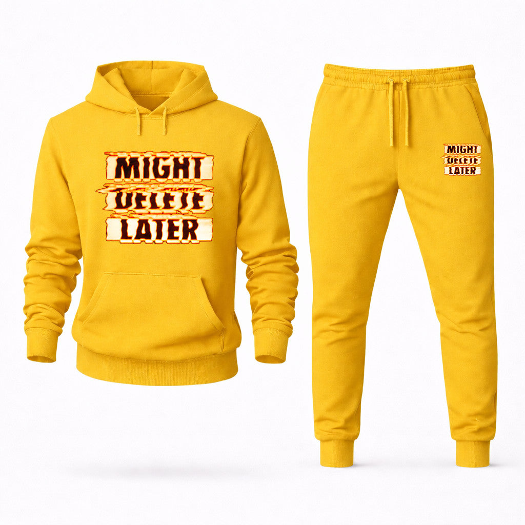 Might Delete Later Hoodie and Joggers Set - Yellow
