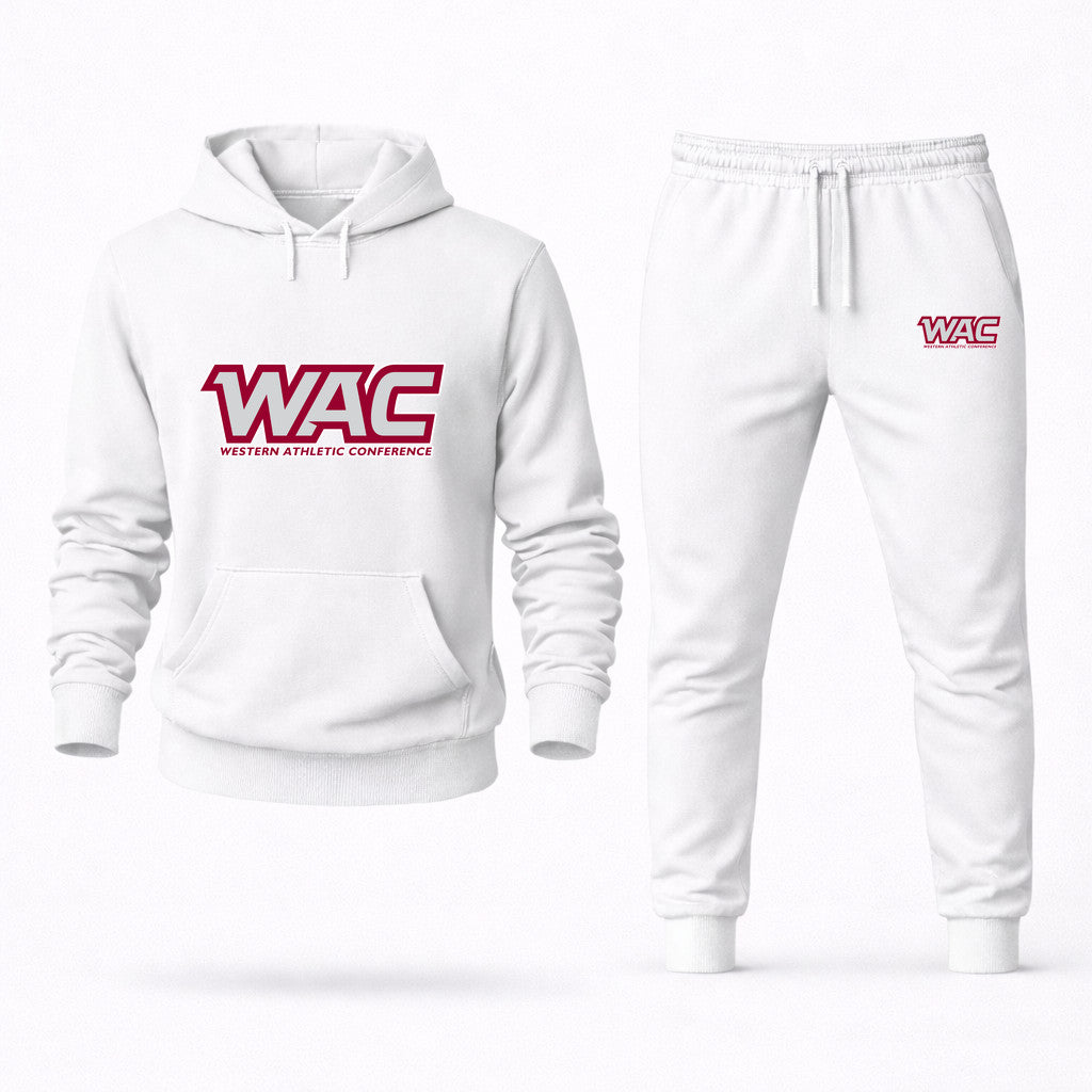 Western Athletic Conference Design 2 Hoodie and Joggers Set - White