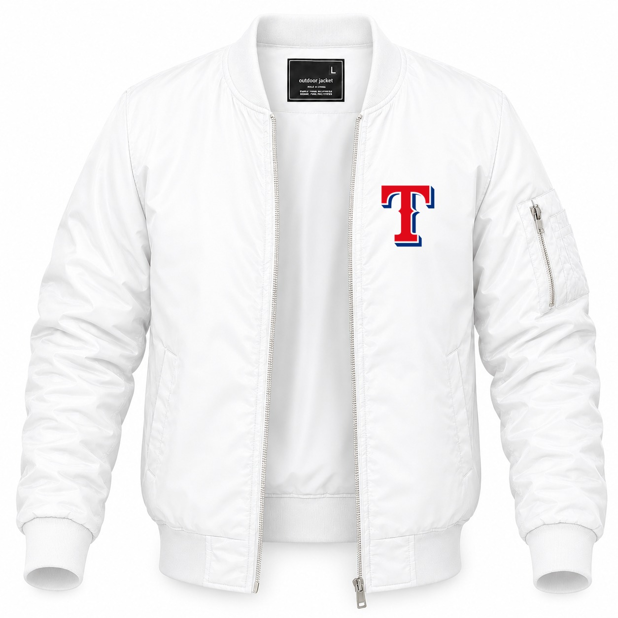 Men's Texas Rangers Lightweight Bomber Jacket - White