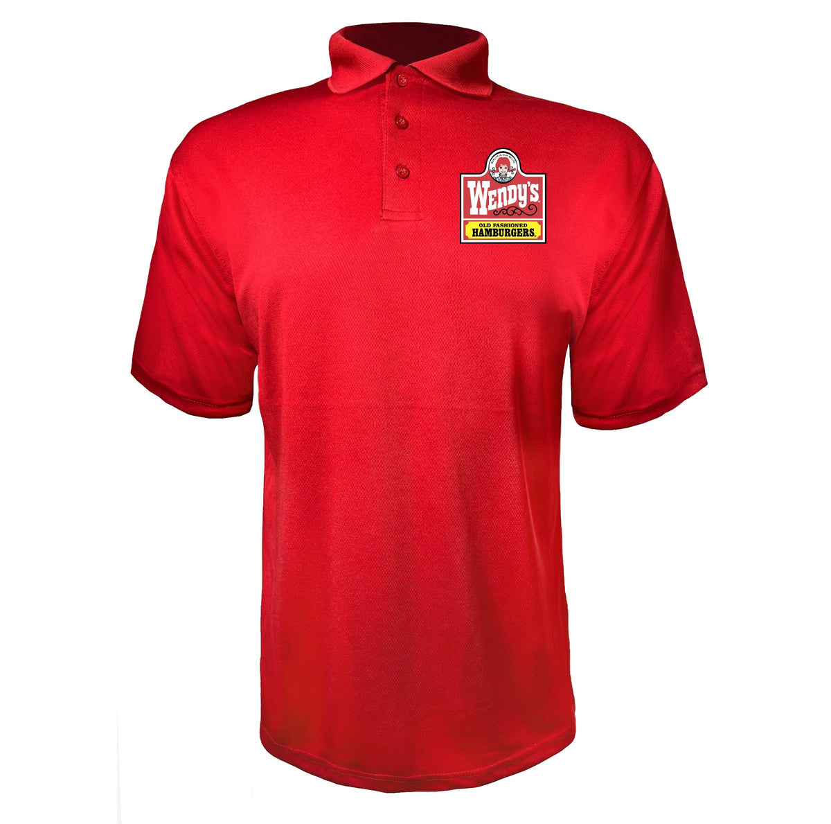 Wendys men's polyester polo in Red