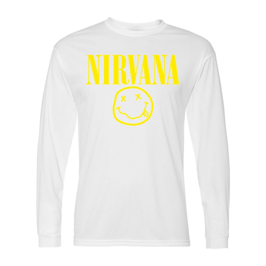Men's Nirvana Polyester Long Sleeve T-Shirt - White