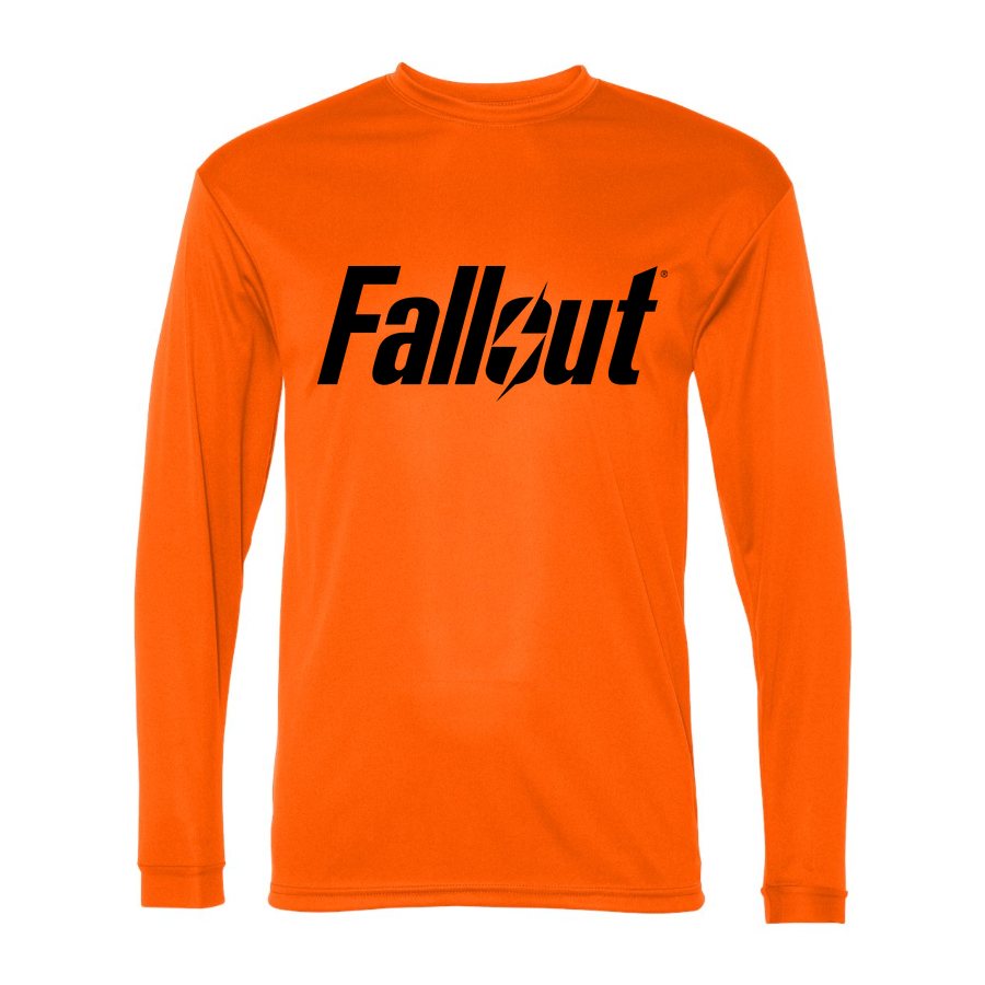 Men's Fallout Black Logo Polyester Long Sleeve T-Shirt - Safety Orange