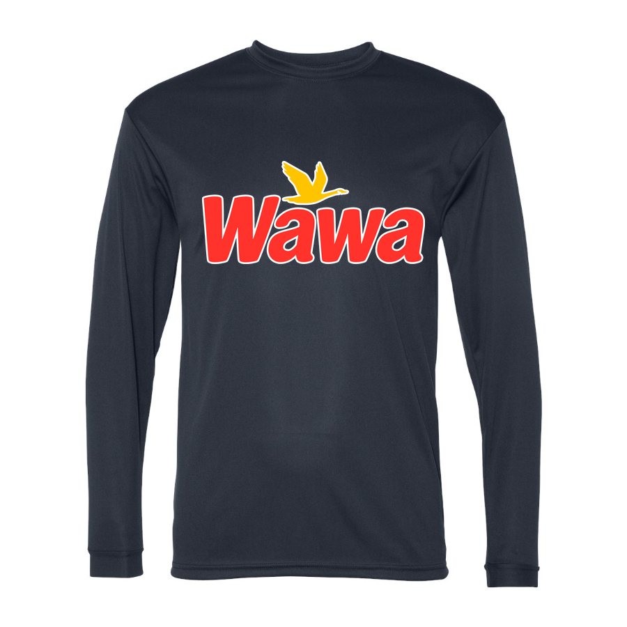 Men's Wawa Gas Station Polyester Long Sleeve T-Shirt - Navy