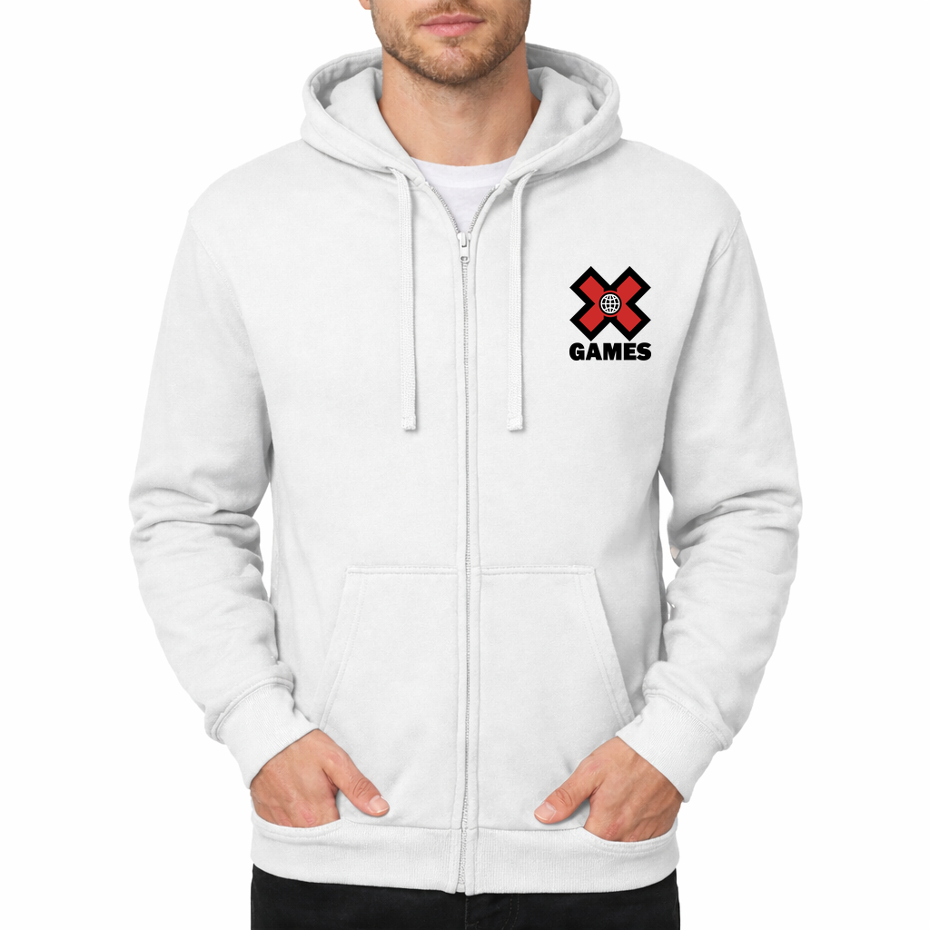 Men's X Games logo.svg Zipper Hoodie - White