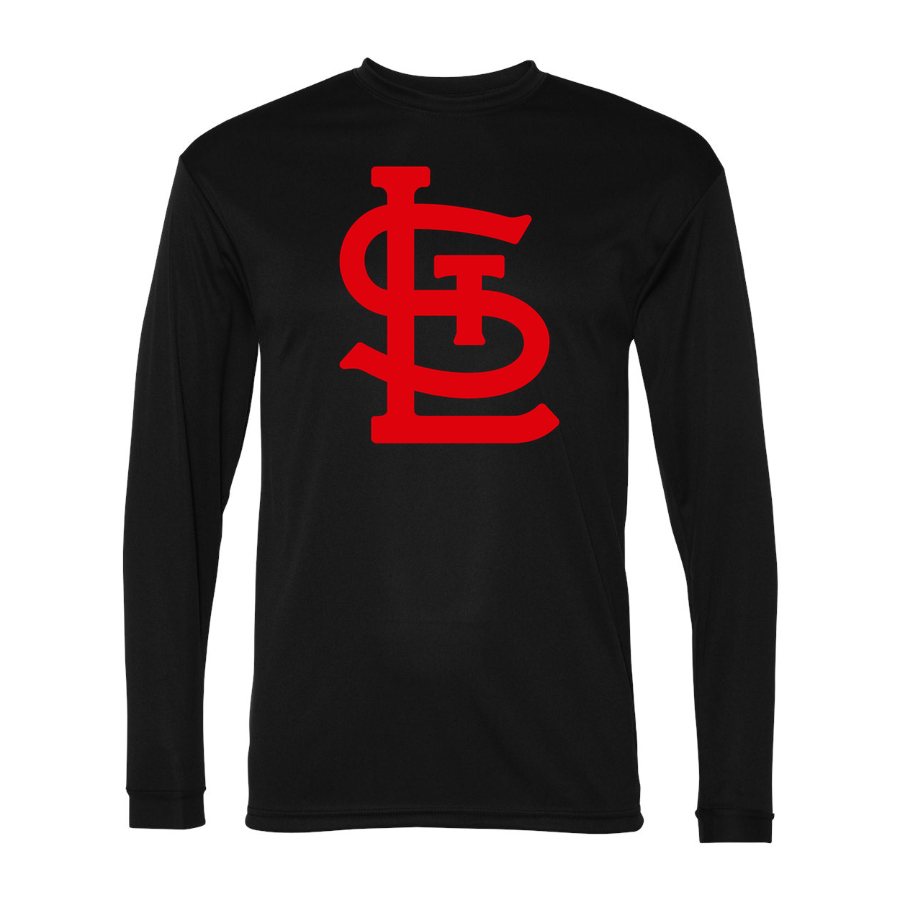 Men's St. Louis Cardinals Polyester Long Sleeve T-Shirt - Black