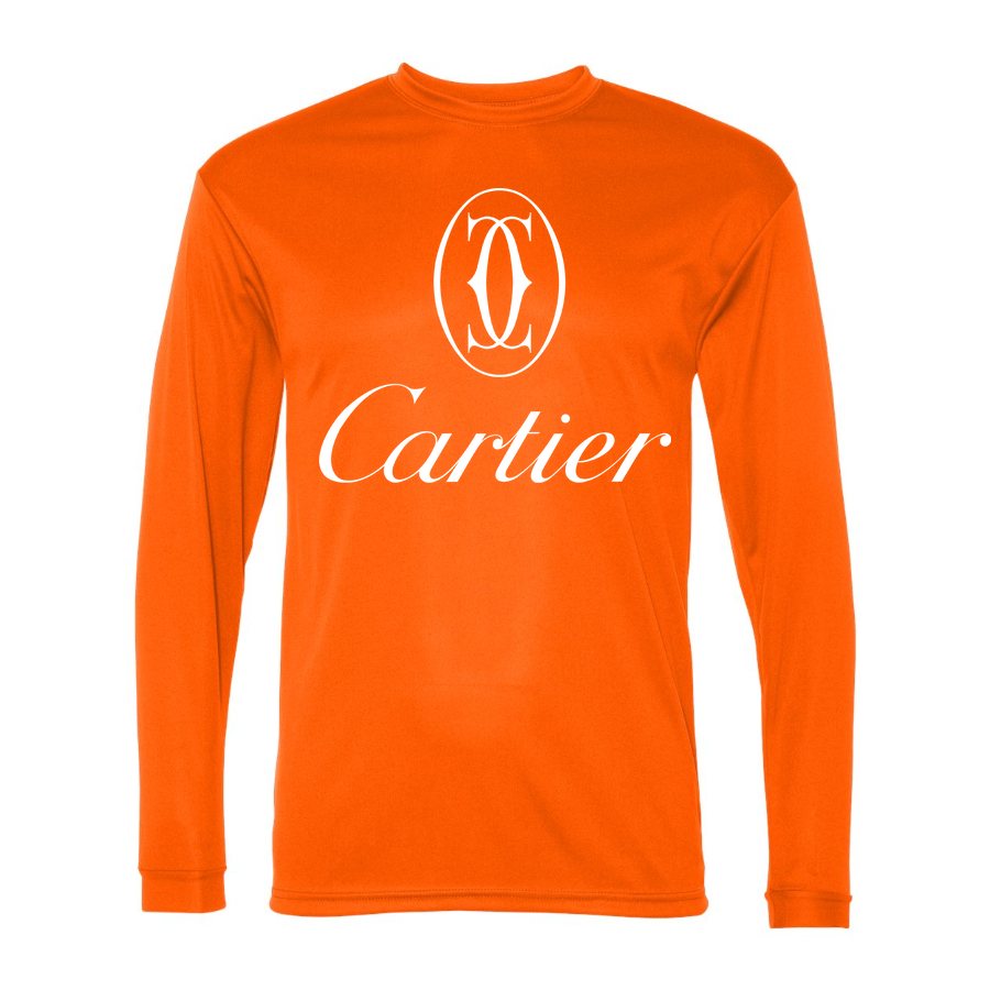 Men's Cartier White Logo Polyester Long Sleeve T-Shirt - Safety Orange