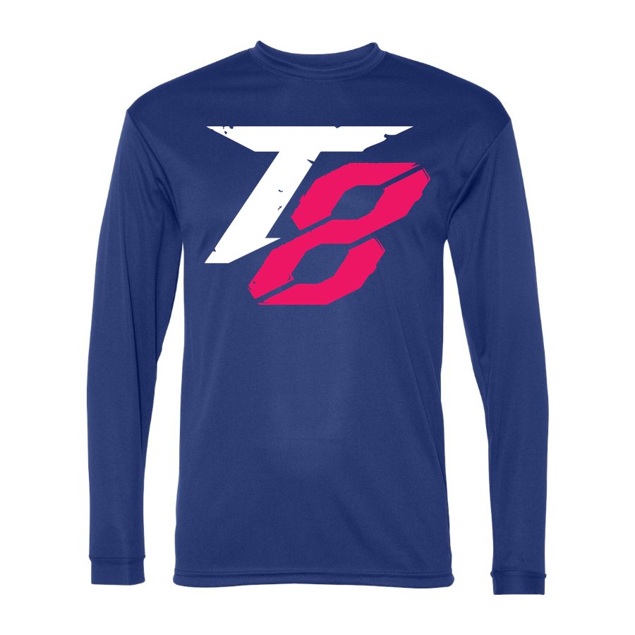 Men's Tekken 8 White Polyester Long Sleeve T-Shirt - Royal Blue