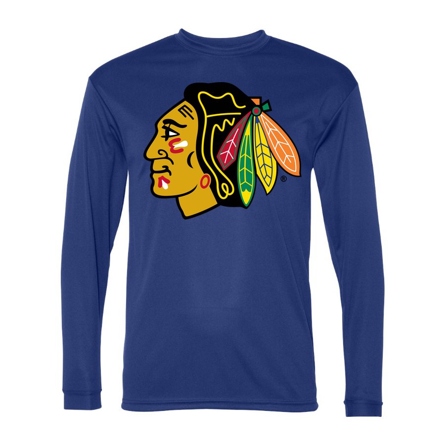 Men's Chicago Blackhawks Polyester Long Sleeve T-Shirt - Royal Blue