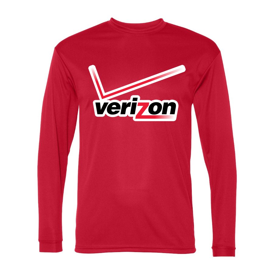 Men's Verizon Wireless Polyester Long Sleeve T-Shirt - Red