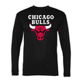 Men's Chicago Bulls White Logo Polyester Long Sleeve T-Shirt - Black