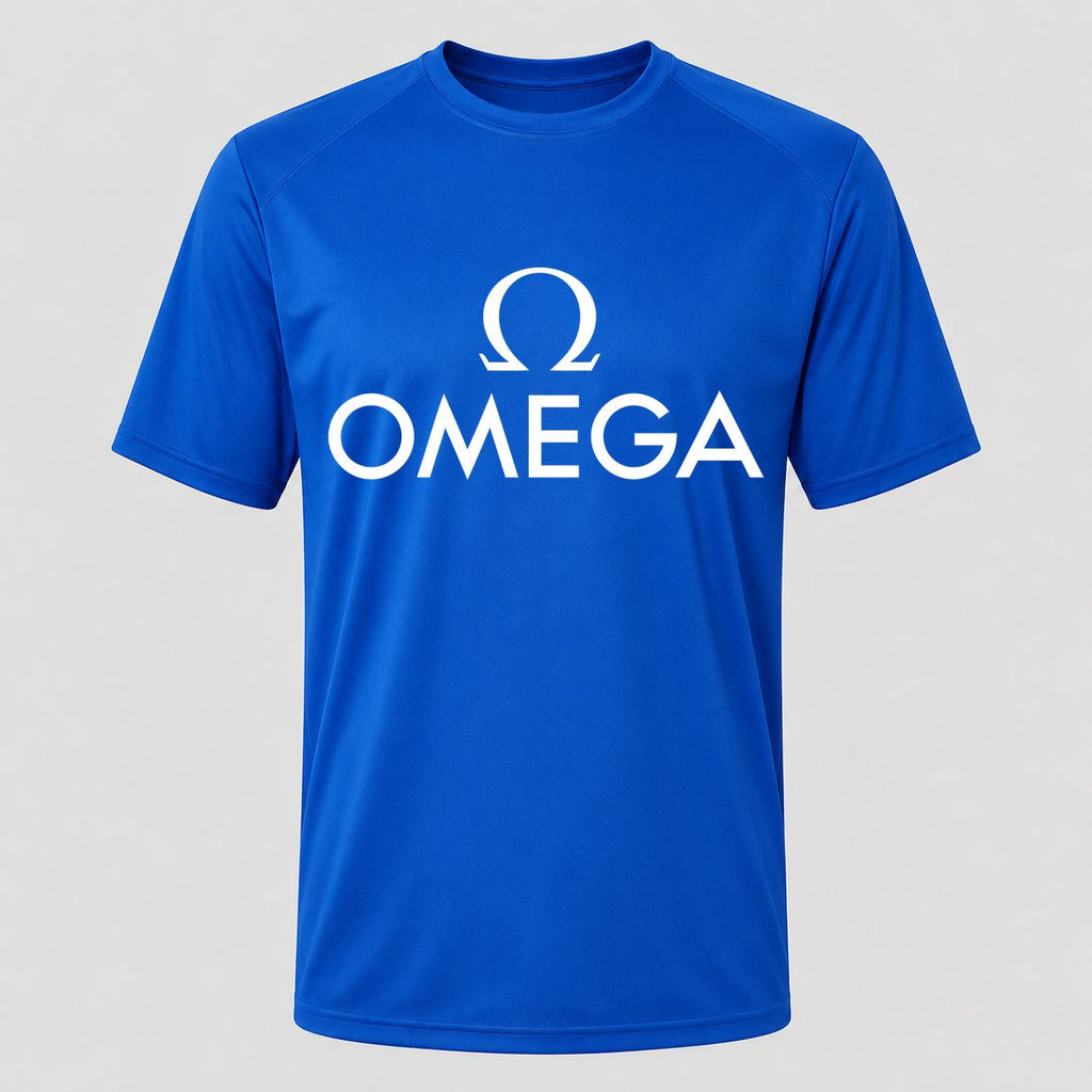 Men's Omega White Performance T-Shirt - Royal Blue