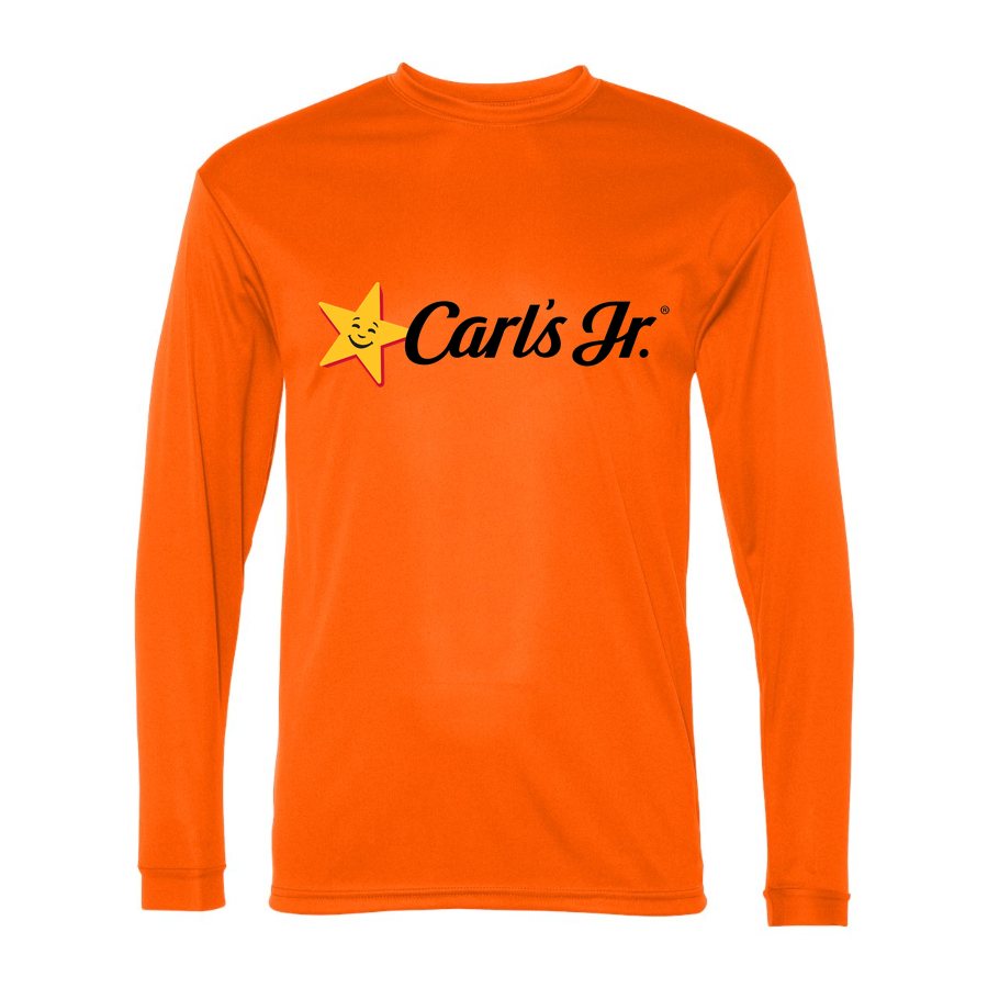 Men's Carl's Jr. Polyester Long Sleeve T-Shirt - Safety Orange