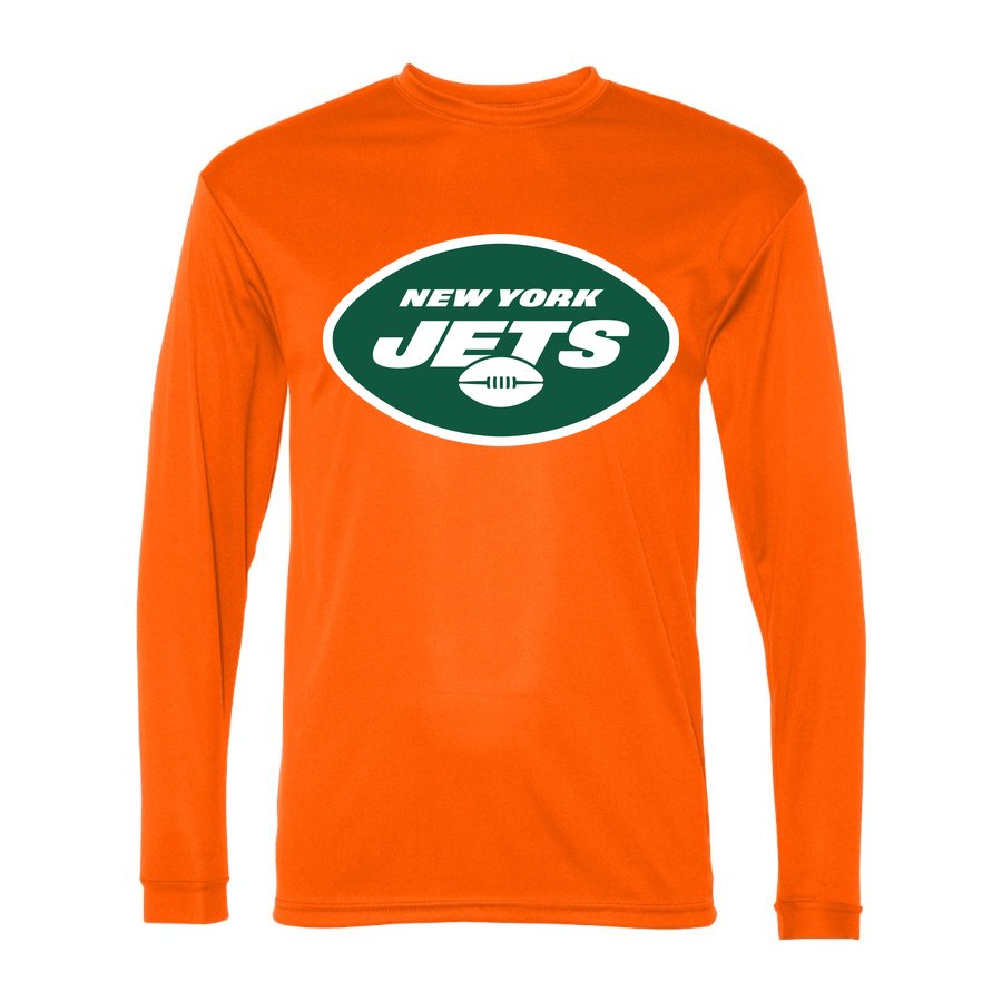 Men's New York Jets Polyester Long Sleeve T-Shirt - Safety Orange