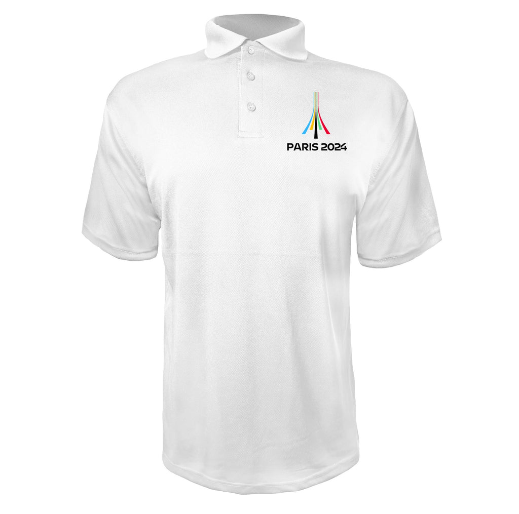 Paris 2024 Olympics logo black White polyester polo