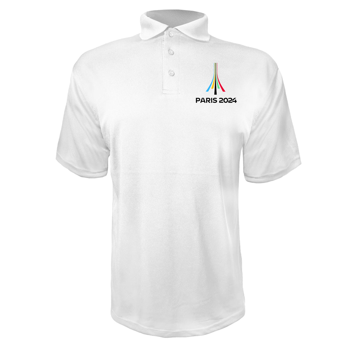 Paris 2024 Olympics logo black White polyester polo