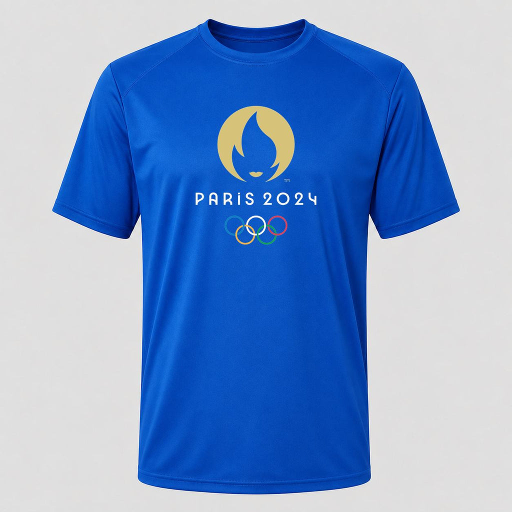 Men's Olympics 2024 Paris White Performance T-Shirt - Royal Blue