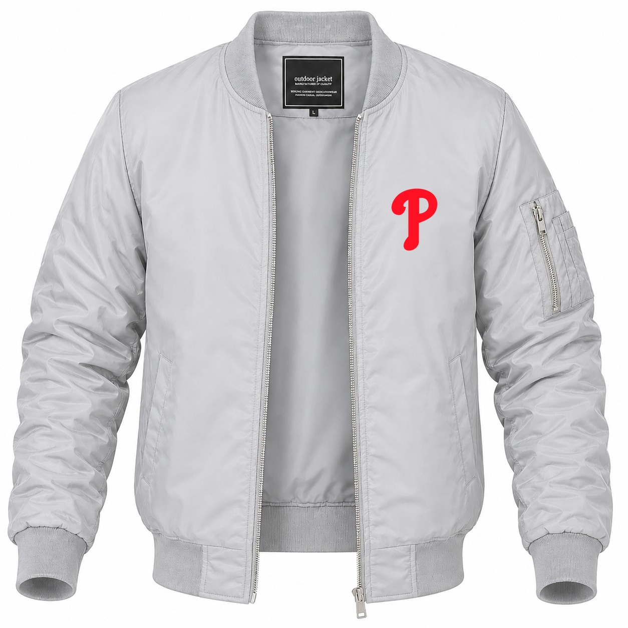 Men's Philadelphia Phillies Lightweight Bomber Jacket - Gray