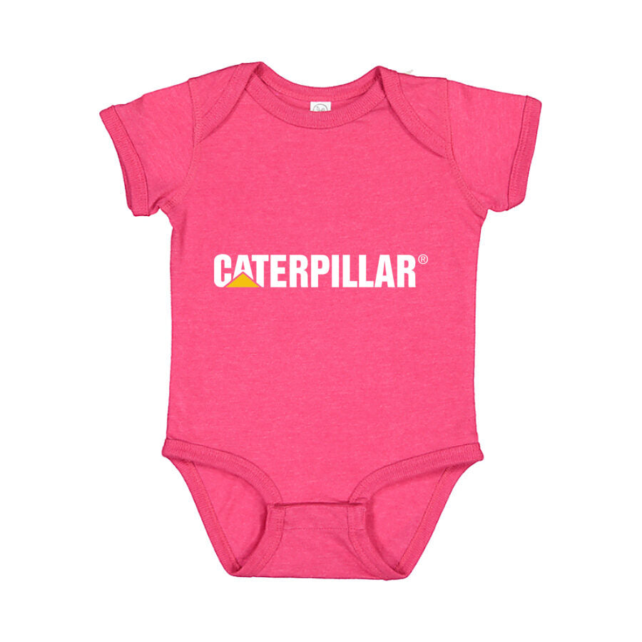 Caterpillar White Logo Baby Romper Onesie - Pink
