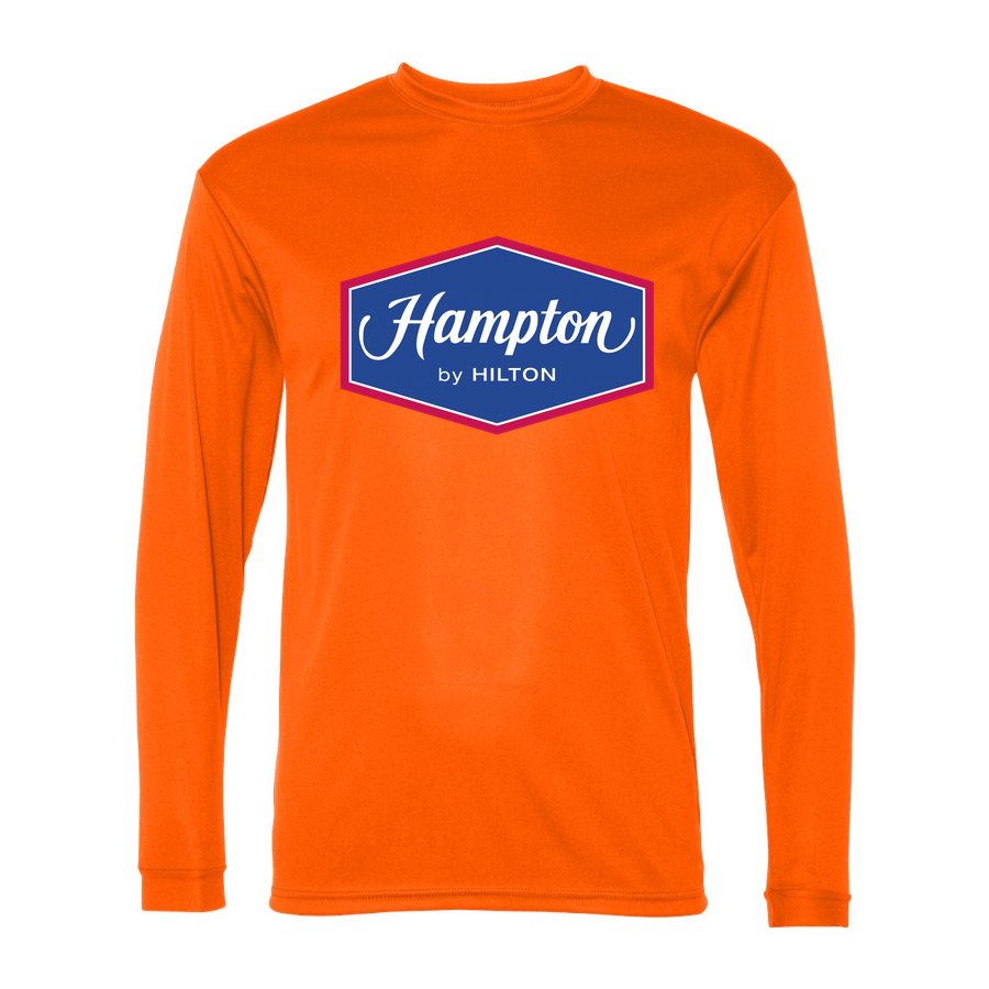 Men's Hampton Polyester Long Sleeve T-Shirt - Safety Orange