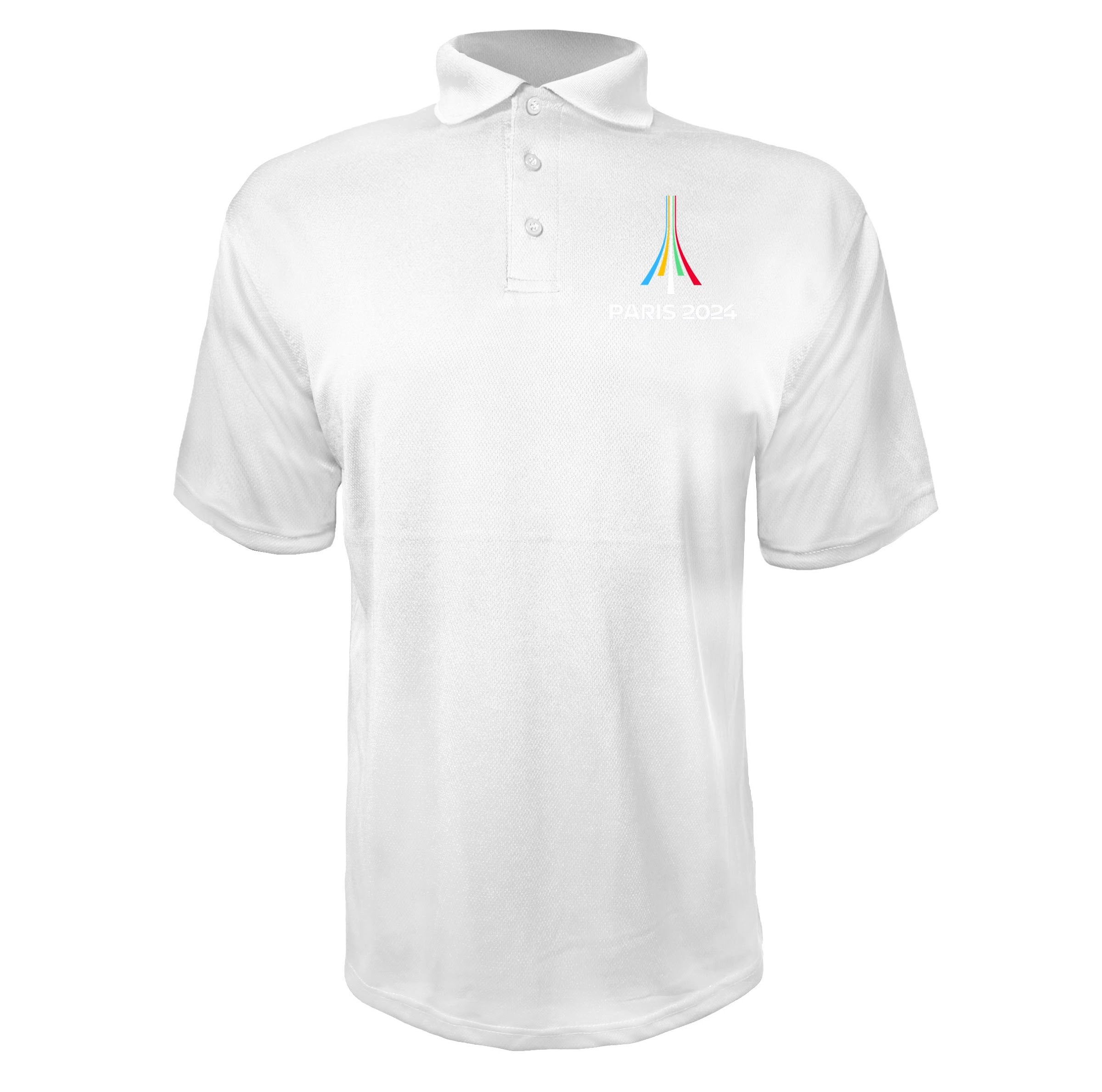 Paris 2024 Olympics logo white White polyester polo