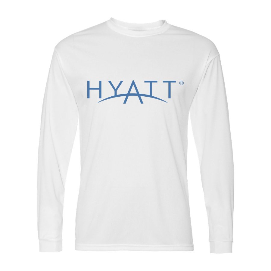 Men's Hyatt Polyester Long Sleeve T-Shirt - White