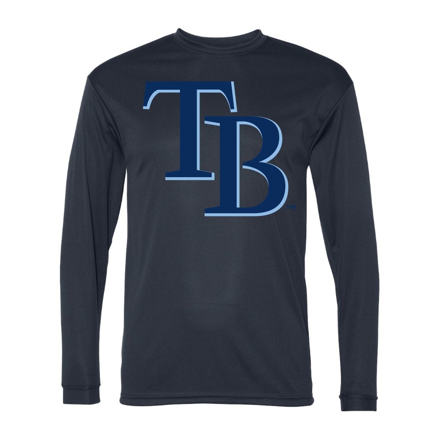 Men's Tampa Bay Rays Polyester Long Sleeve T-Shirt - Navy