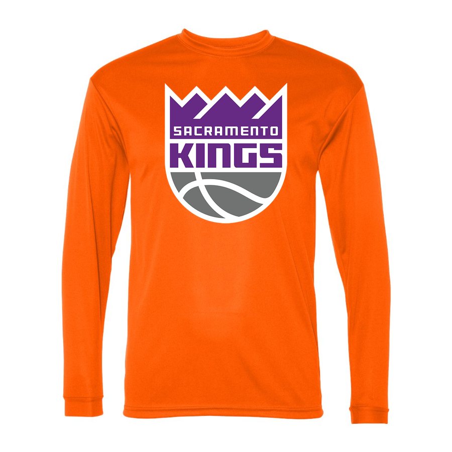 Men's Sacramento Kings Polyester Long Sleeve T-Shirt - Safety Orange
