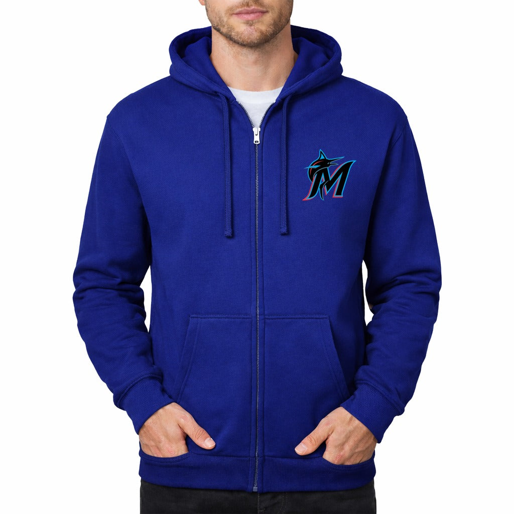 Men's Miami Marlins Zipper Hoodie - Blue