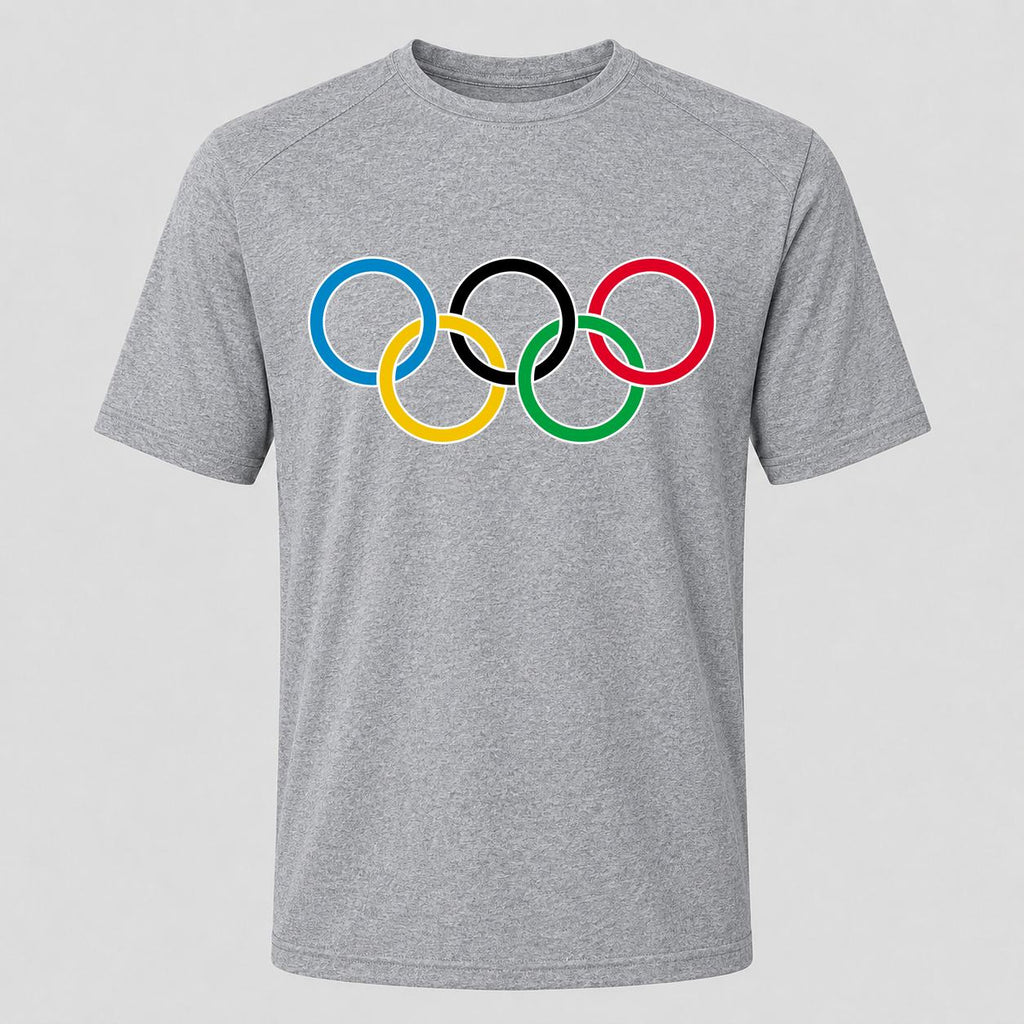 Men's Olympic Rings Black Performance T-Shirt - Gray