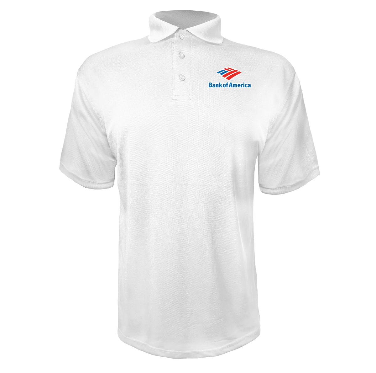 Bank of America men's polyester polo in White