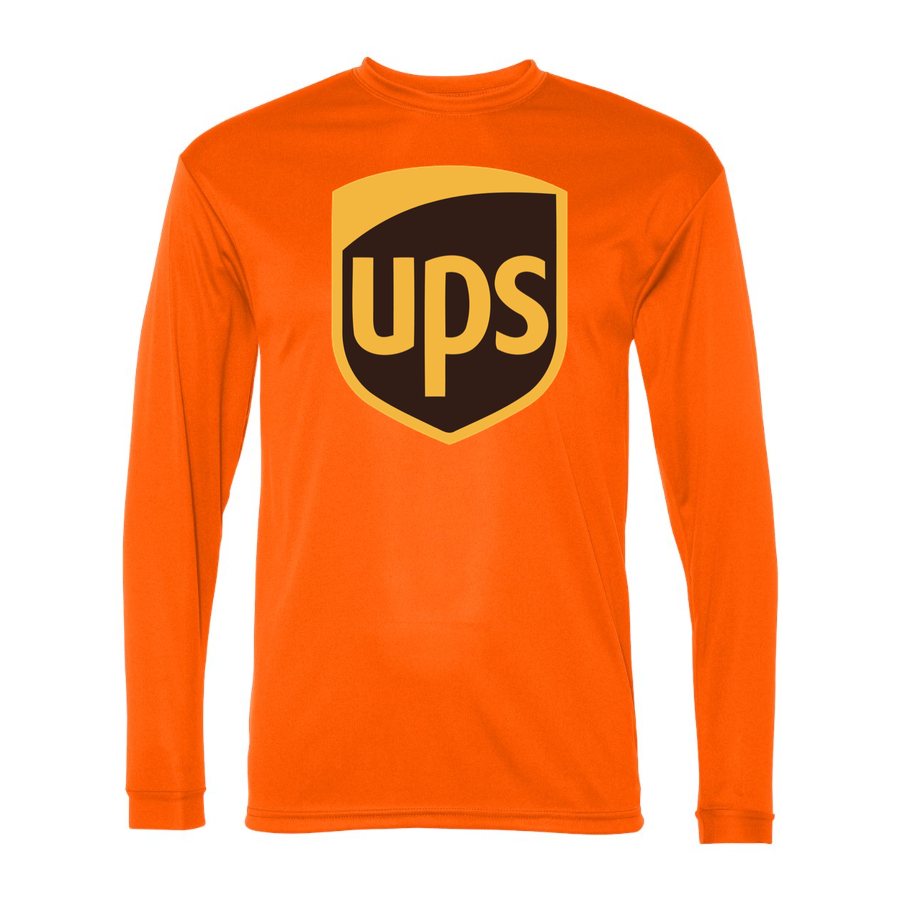Men's UPS Polyester Long Sleeve T-Shirt - Safety Orange