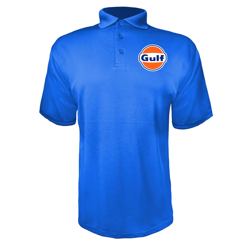 Gulf Oil men's polyester polo in Blue