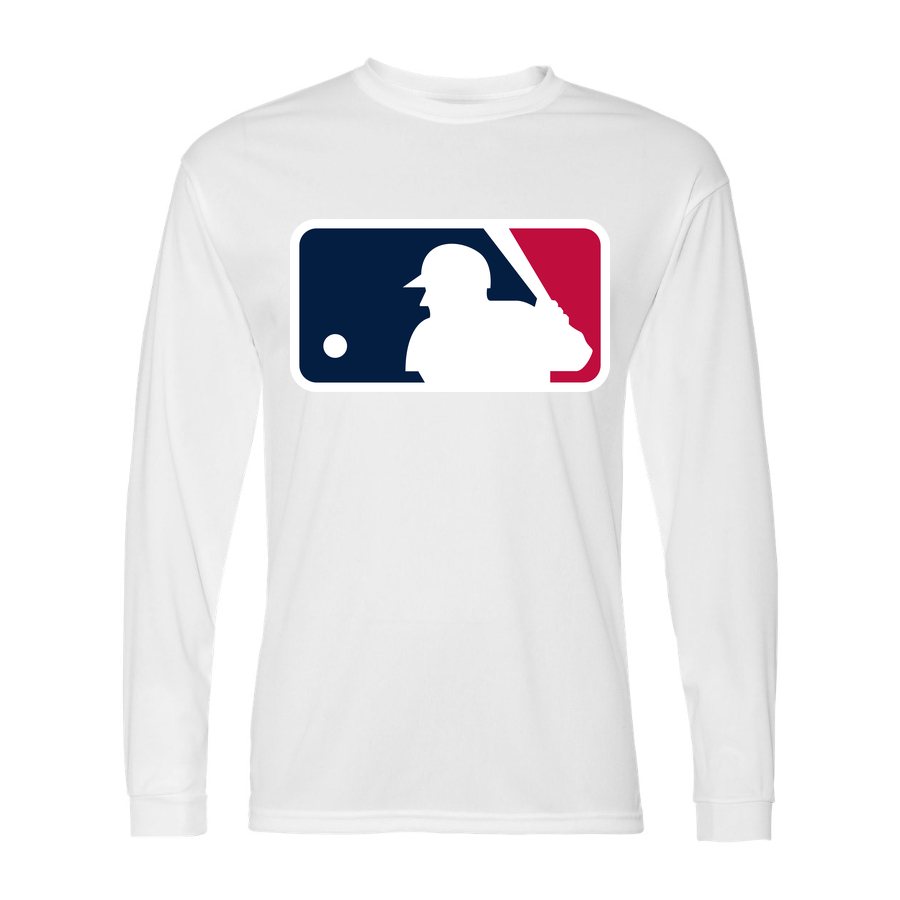 Men's Major League Baseball Polyester Long Sleeve T-Shirt - White