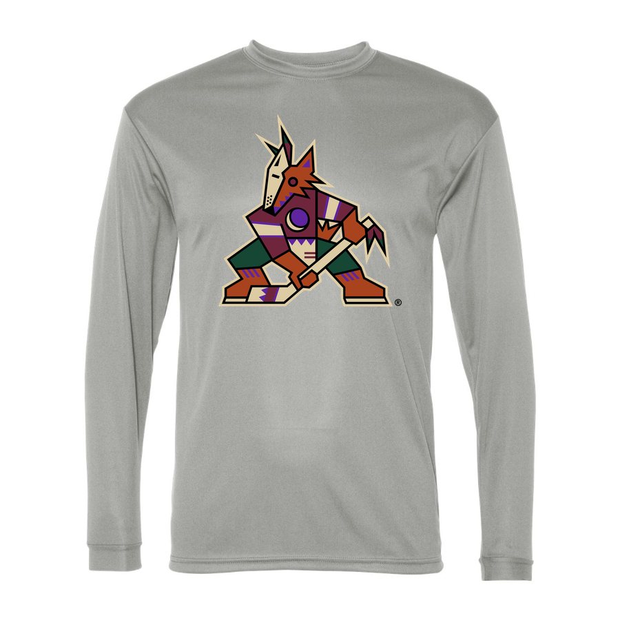 Men's Arizona Coyotes Polyester Long Sleeve T-Shirt - Silver