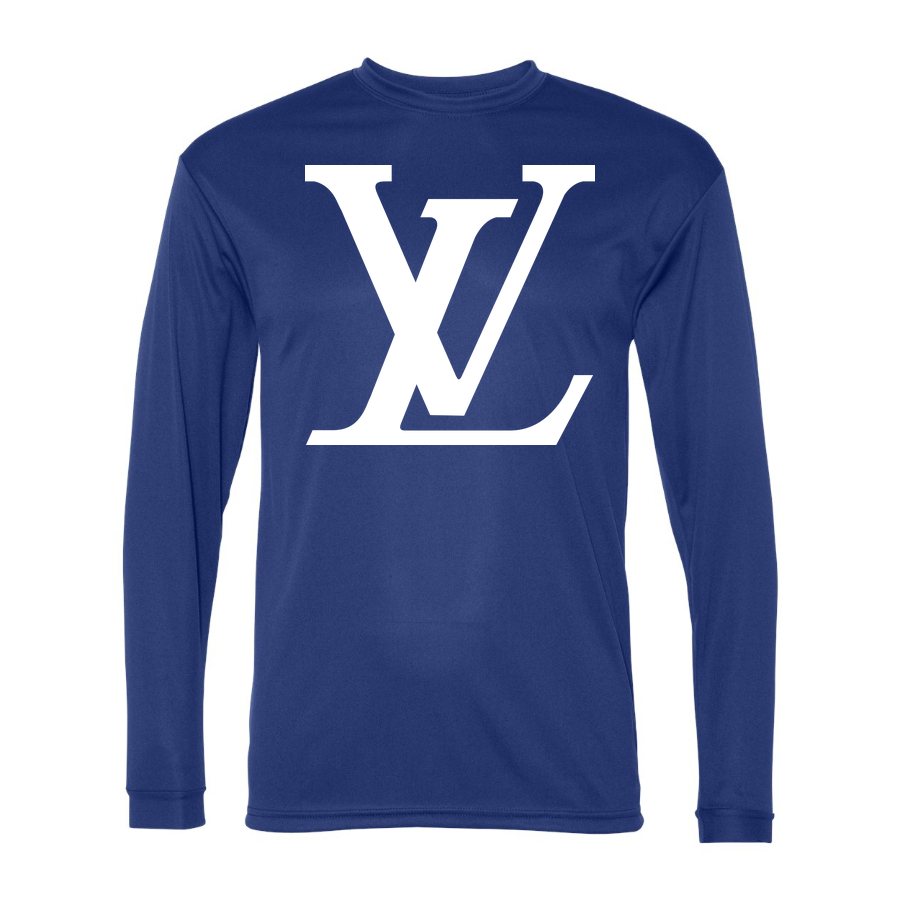 Men's Louis Vuitton white Polyester Long Sleeve T-Shirt - Royal Blue