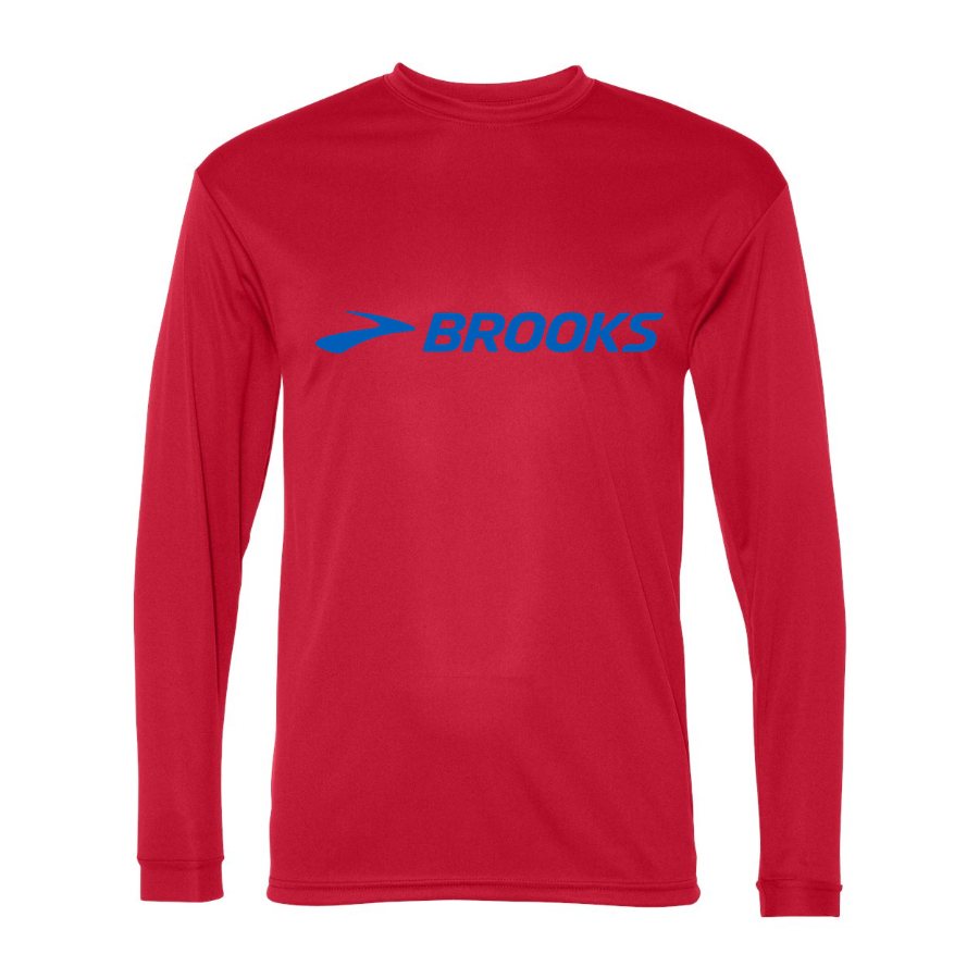 Men's Brooks Polyester Long Sleeve T-Shirt - Red