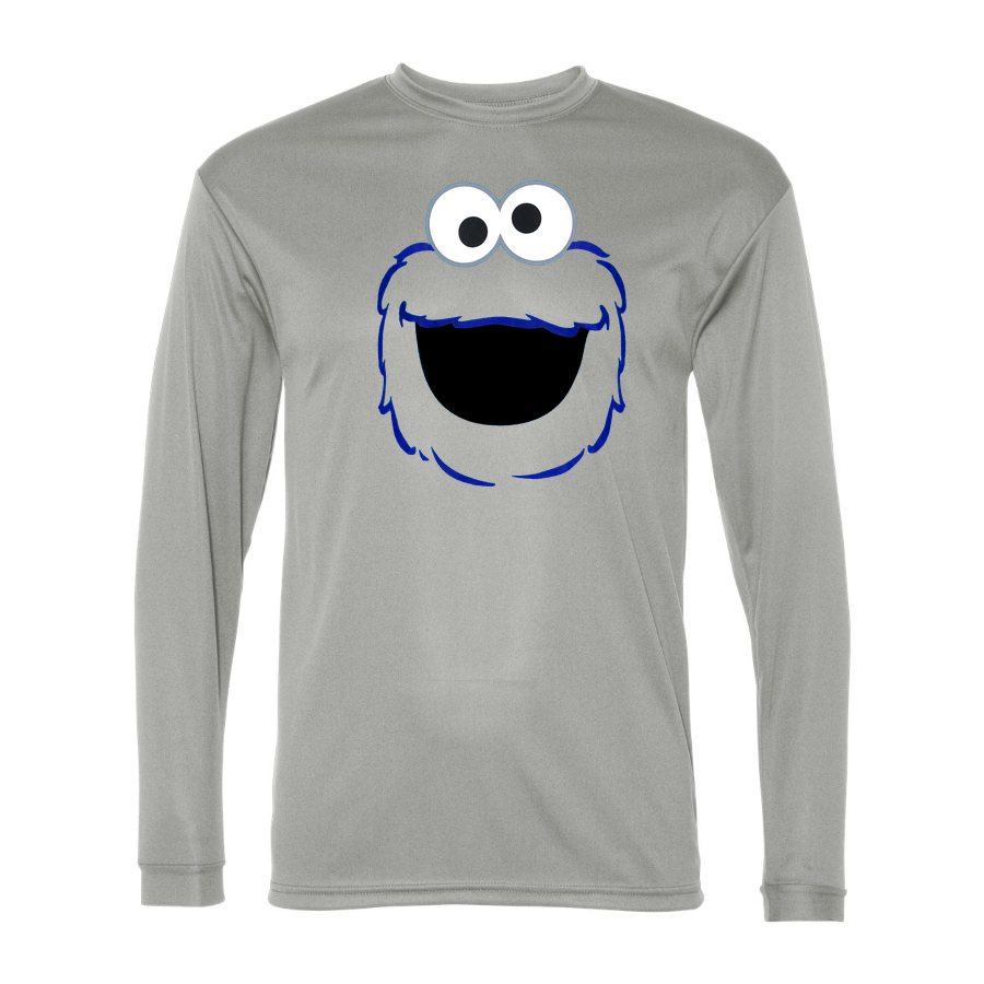 Men's Cookie Monster Polyester Long Sleeve T-Shirt - Silver