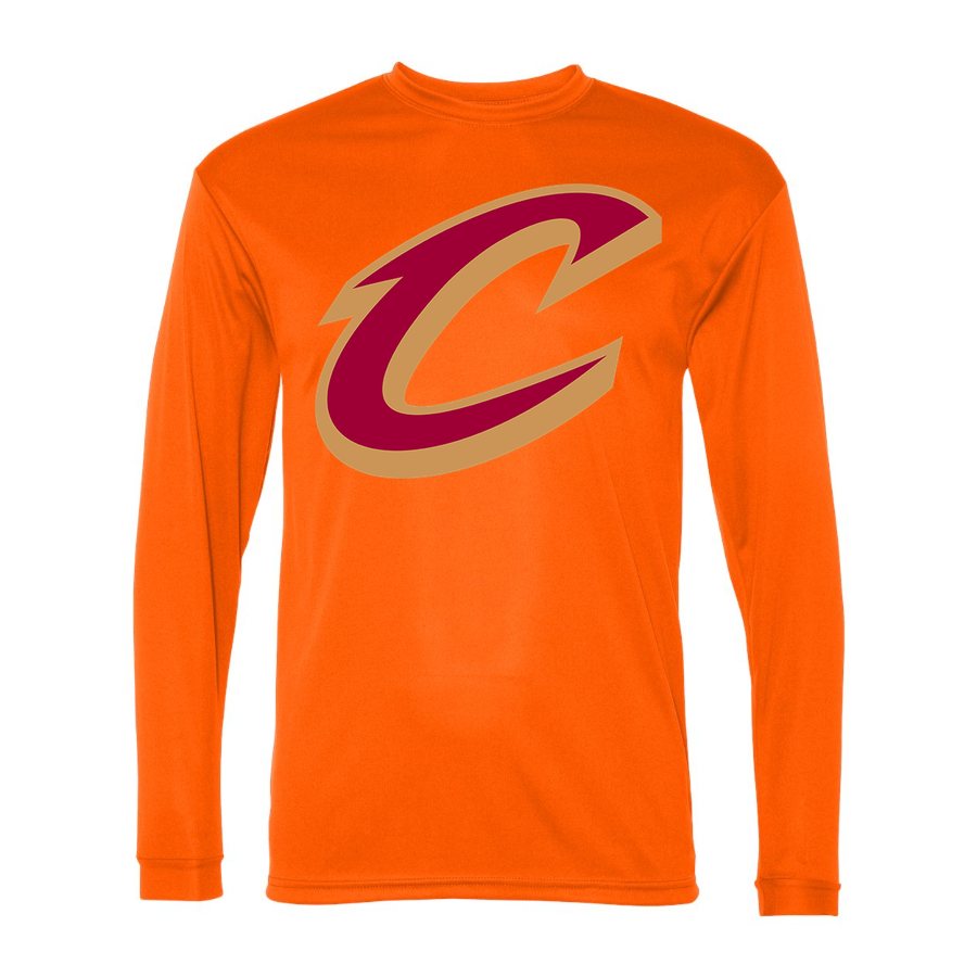 Men's Cleveland Cavaliers Polyester Long Sleeve T-Shirt - Safety Orange