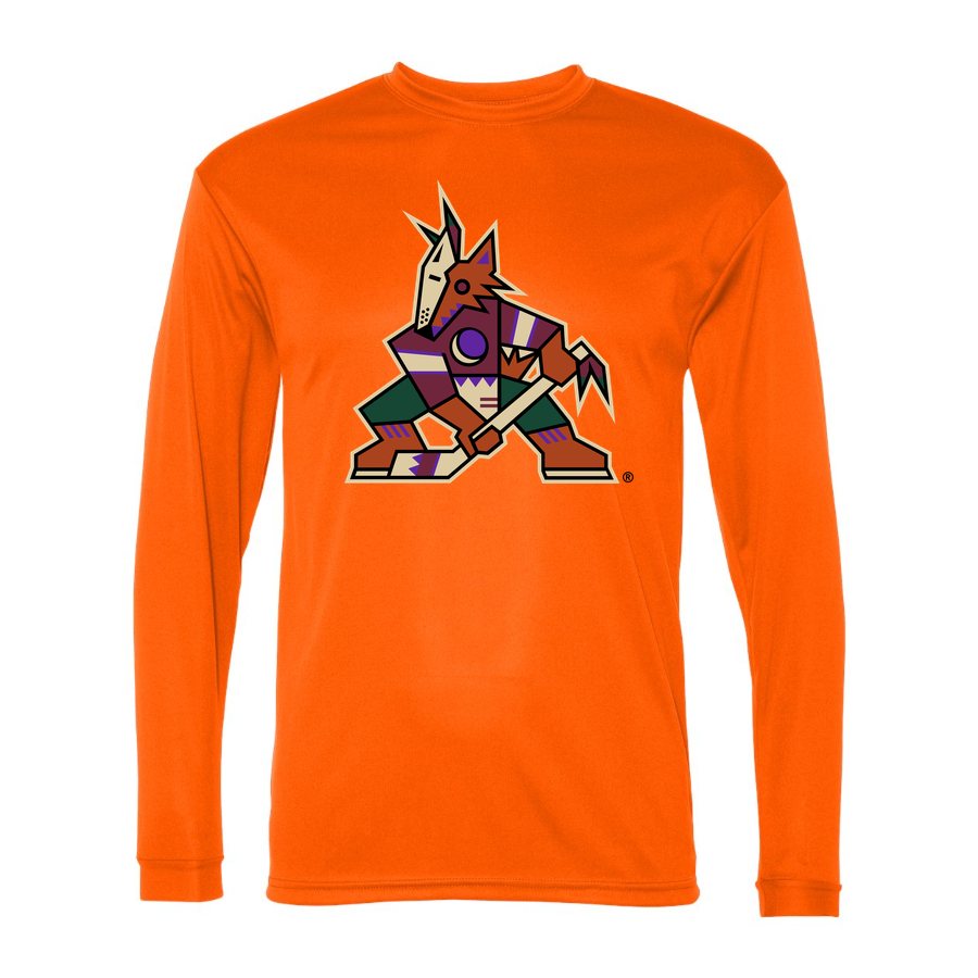 Men's Arizona Coyotes Polyester Long Sleeve T-Shirt - Safety Orange