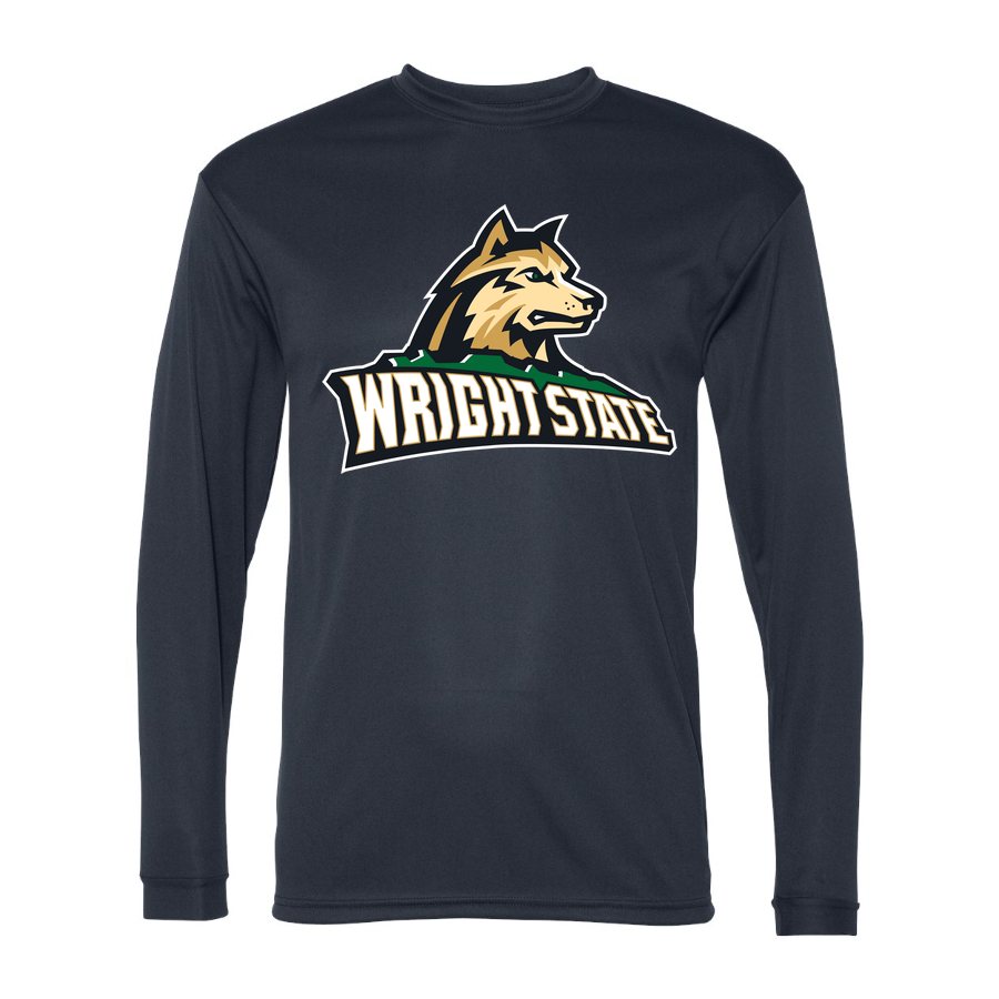 Men's Wright State Raiders Polyester Long Sleeve T-Shirt - Navy