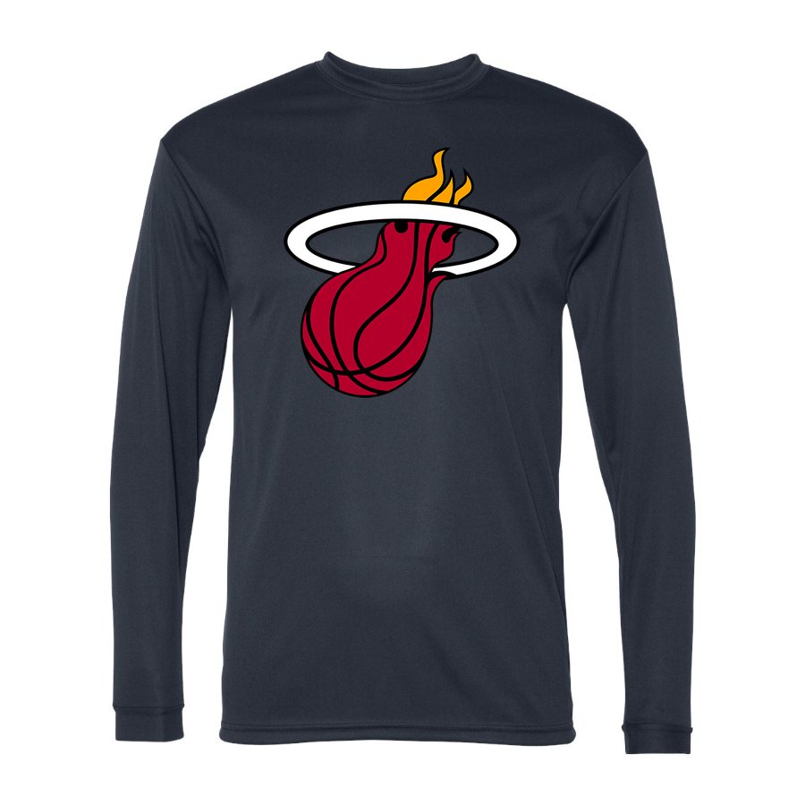 Men's Miami Heat Polyester Long Sleeve T-Shirt - Navy