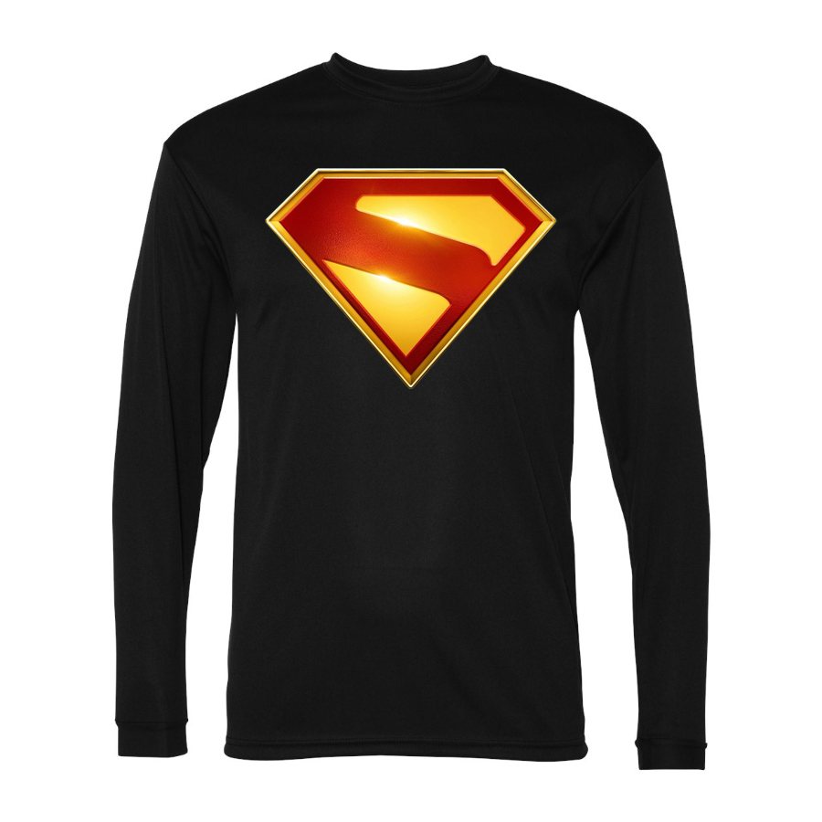 Men's Superman 2025 Polyester Long Sleeve T-Shirt - Black