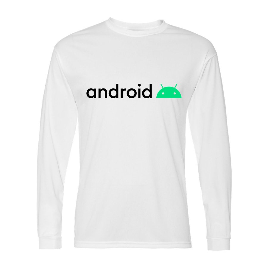 Men's Android Polyester Long Sleeve T-Shirt - White