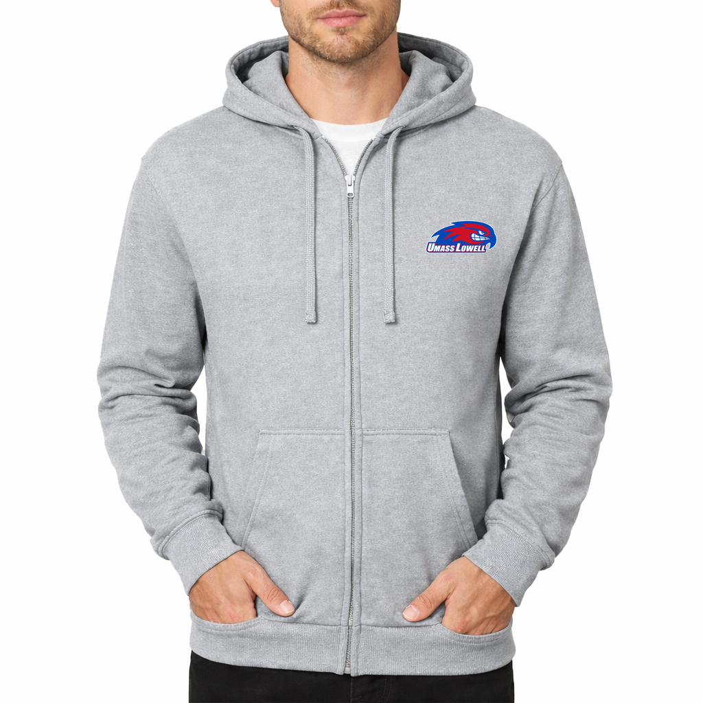 Men's UMass Lowell River Hawks Zipper Hoodie - Grey
