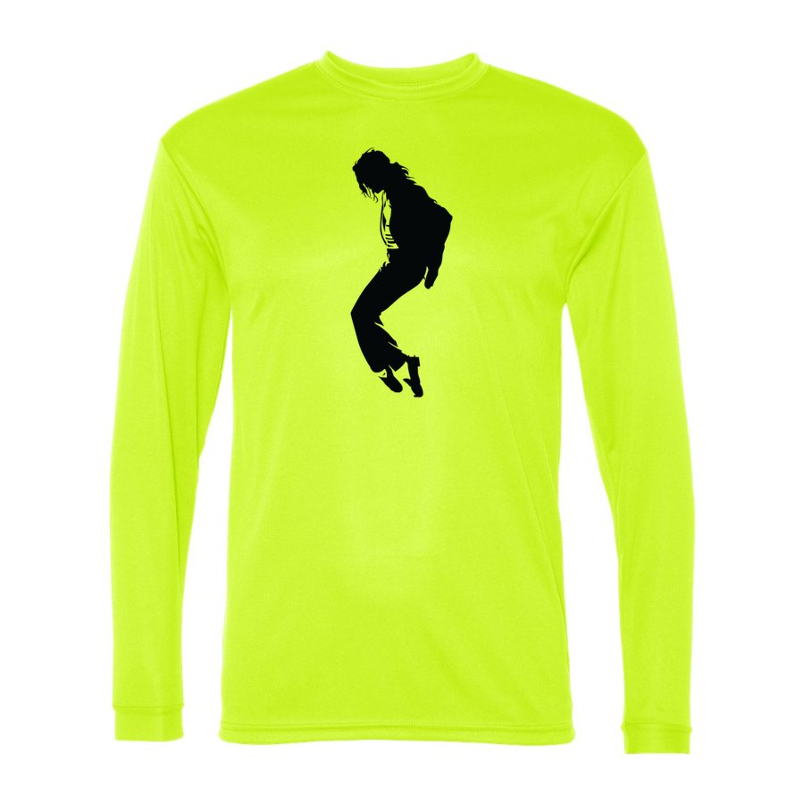 Men's Michael Jackson Polyester Long Sleeve T-Shirt - Safety Yellow