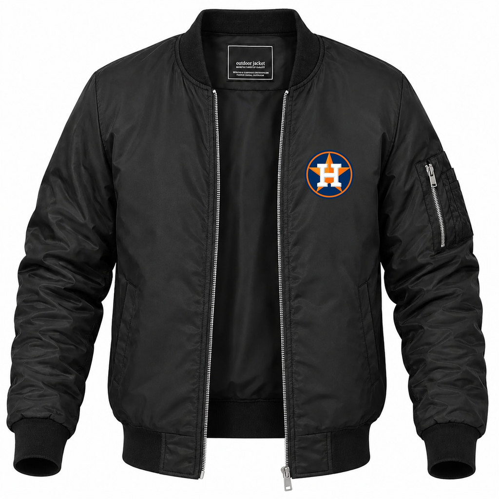 Men's Houston Astros Lightweight Bomber Jacket - Black