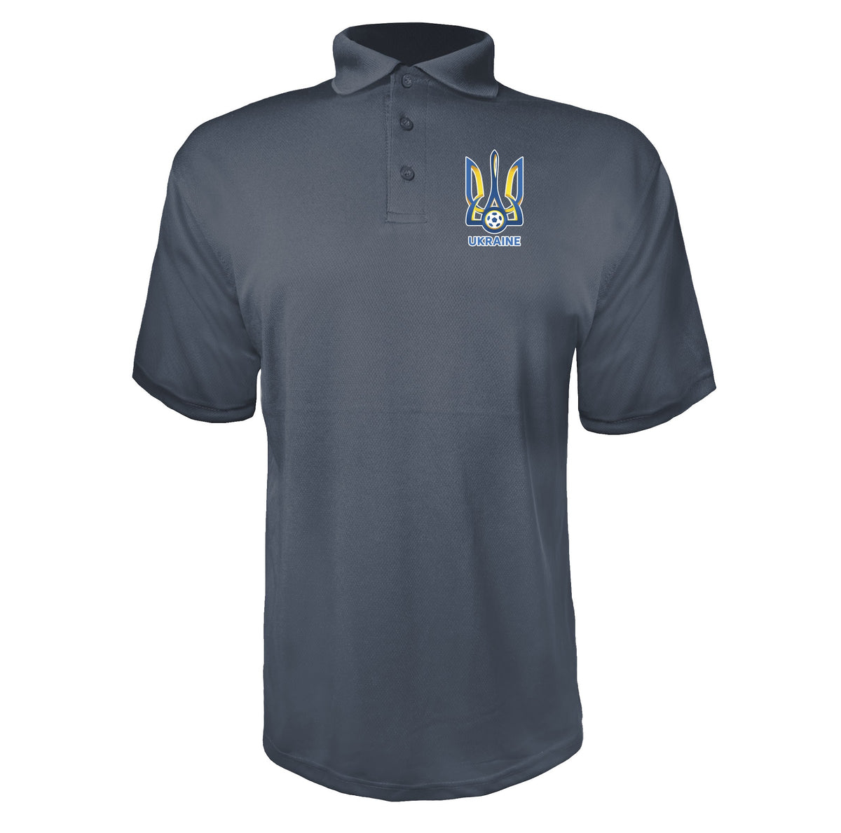 Ukraine National Football Soccer Team Charcoal polyester polo